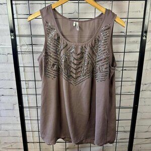 Studio Y Embellished Sleeveless Blouse Women’s Large Mauve Sequin Beaded Tank